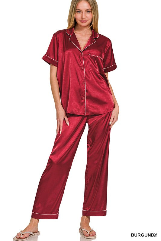 Z SS Button Down Satin PJs