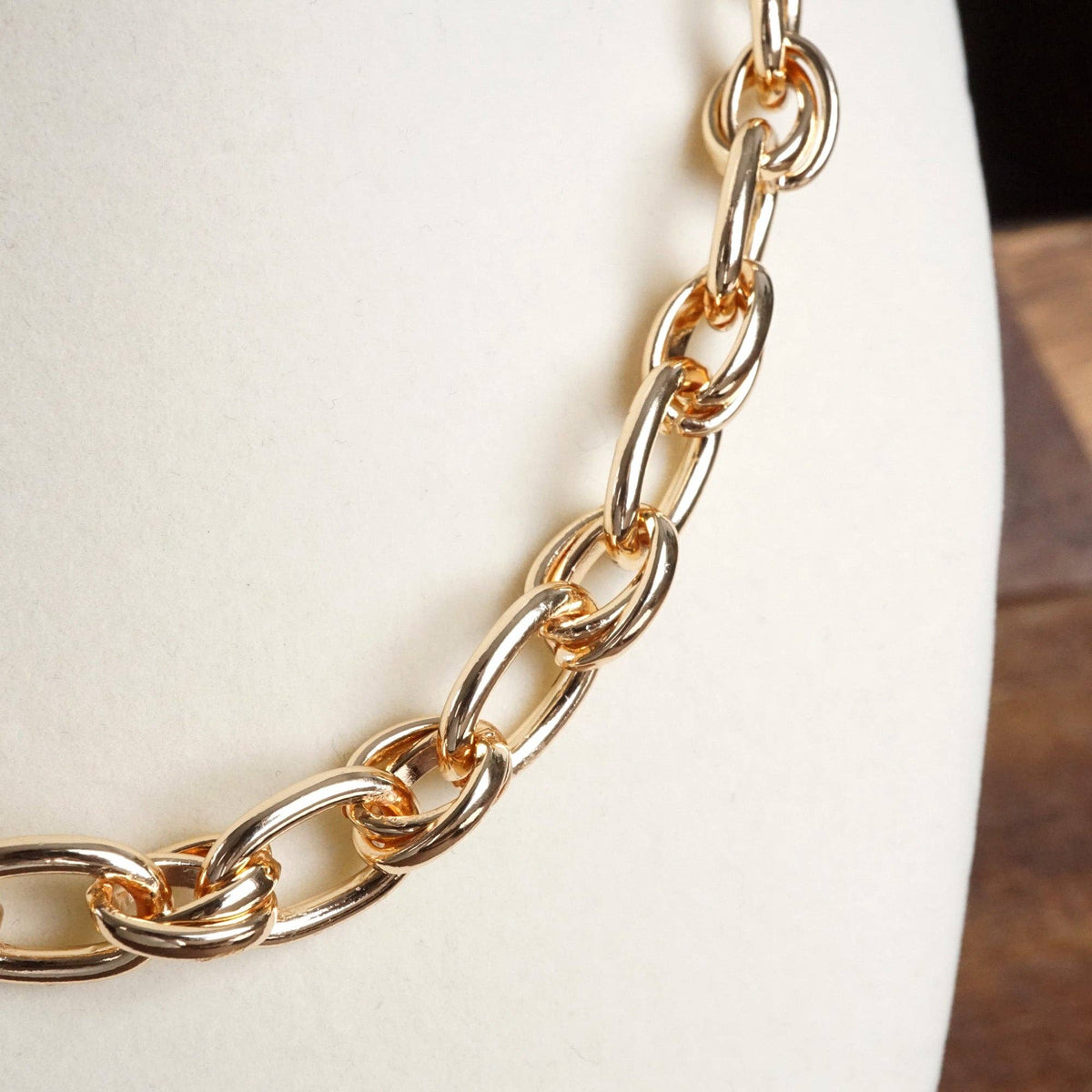 Chunky Fancy Cable Chain Necklace in Gold Tone