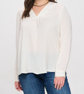 BP Ivory Textured Satin Blouse