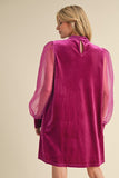 JF Velvet Dress Magenta