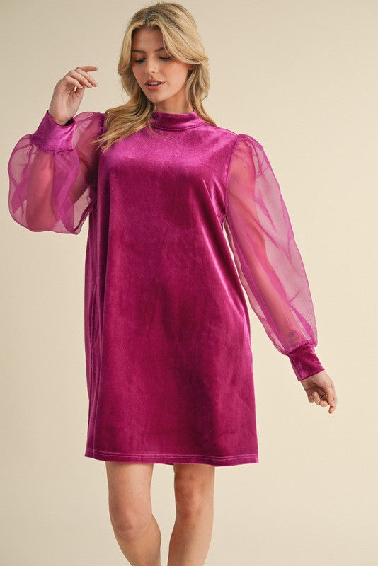 JF Velvet Dress Magenta