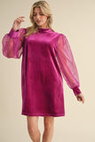 JF Velvet Dress Magenta