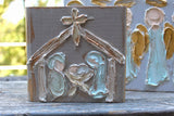 Christmas Nativity 4x6 hand painted textured wood block