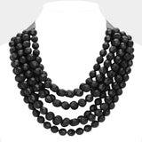 Chunky Acrylic Bead Layered Faux Leather Magnetic Necklace: TQ