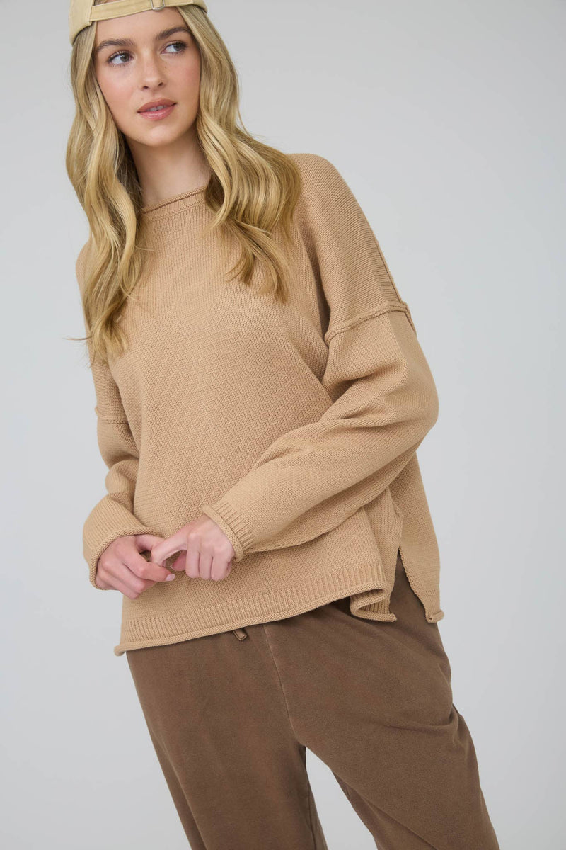 RAW EDGE SWEATER TAN