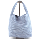 Woven Hobo Bag w/Cosmetic Pouch Pewter