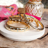 Gold-Tone Eternity Stretch Bangle –Wide - Pearls