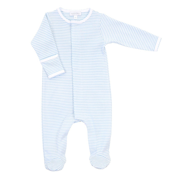 Essentials Blue Stripes Footie: 3 Months / Blue