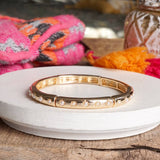 Gold-Tone Eternity Stretch Bangle –Wide - Pearls