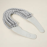 Chunky Acrylic Bead Layered Faux Leather Magnetic Necklace: TQ