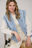 WASHED DENIM QUILTED VEST DENIM