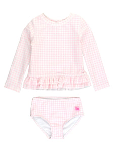 pink gingham Rash Guard Swim