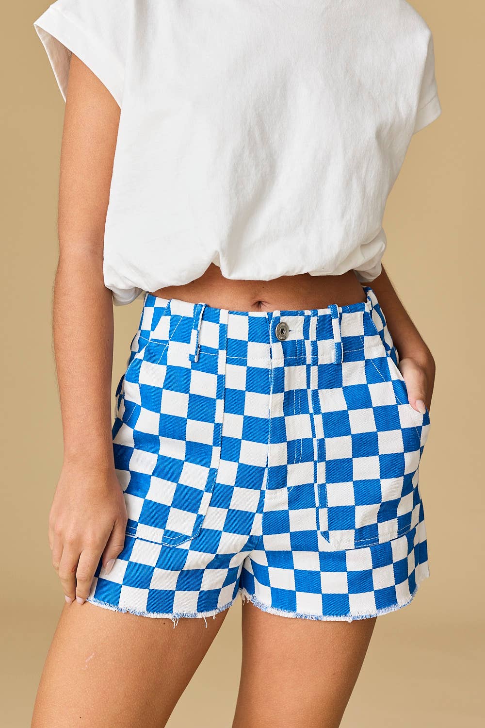 Orange checkerboard shorts