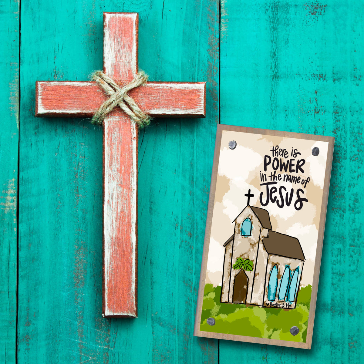 Power in the Name of Jesus Church Driftwood Happy Block