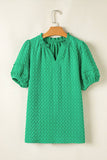Textured Puff V-Neck Green