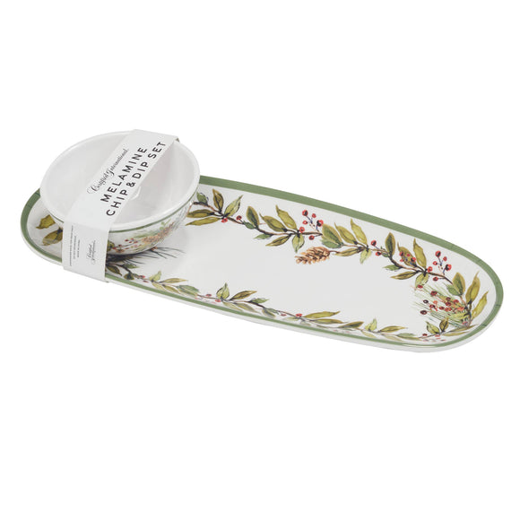Winters Forest Melm Oval Tray w/Dip Bowl