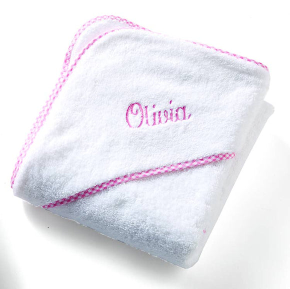 Hooded Terry Towel Gingham: Pink