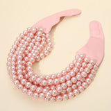 Multi Layered Pearl Beaded Collar Magnetic Necklace: Cream