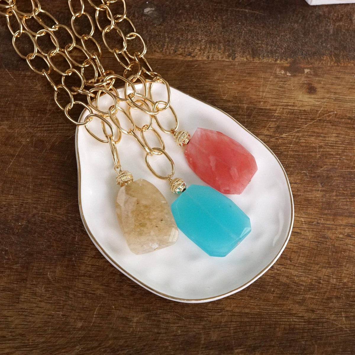 Statement Natural Stone Chain necklace: Natural