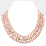 Chunky Metal Ball Beaded Layered Faux Leather Necklace: GRY