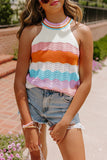 Wavy Striped Sleeveless Sweater