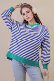 Stripe Comfy Casual OS Knit Top