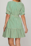 SS Green Striped Mini Dress