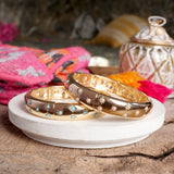 Gold-Tone Eternity Stretch Bangle –Wide - Pearls