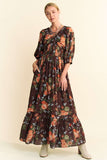 DD Floral 3/4 SL Maxi Dress