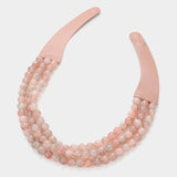Chunky Metal Ball Beaded Layered Faux Leather Necklace: GRY