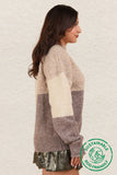 OS Color Block Cozy Knit Sweater