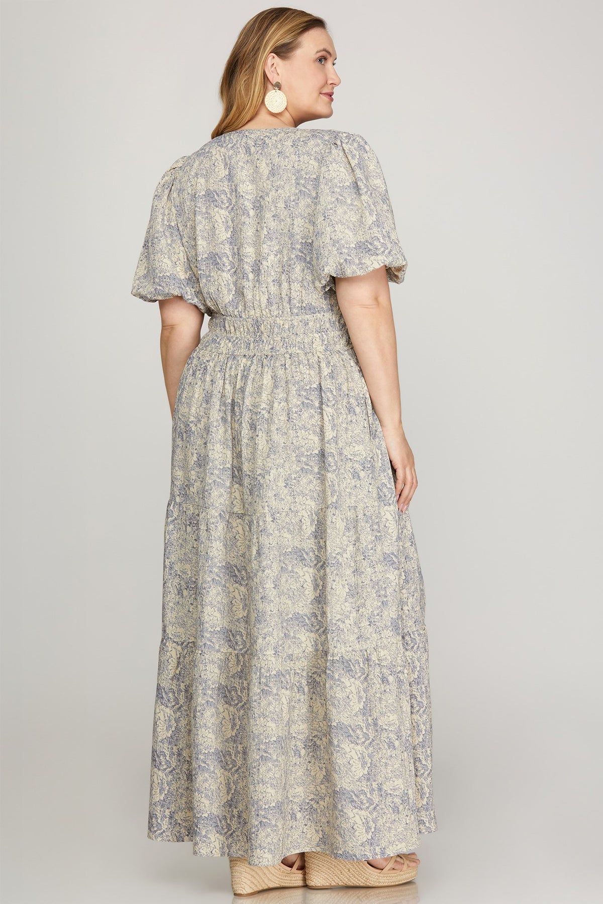 SS Navy Printed Tier Dress