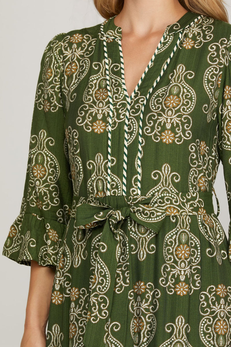 S&S Olive Printed Tier Maxi