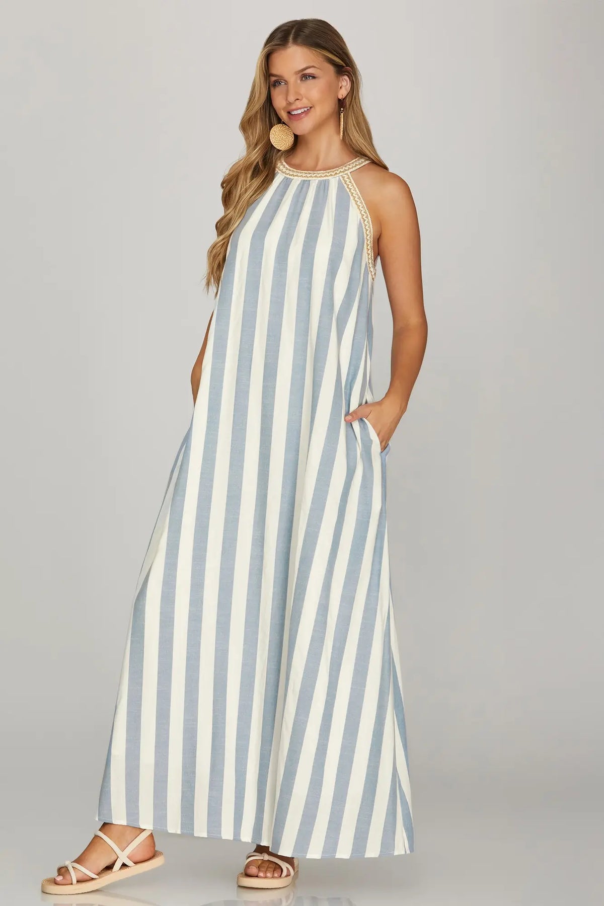 SS Halter neck Stripe Maxi