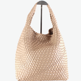 Woven Hobo Bag w/Cosmetic Pouch Brown