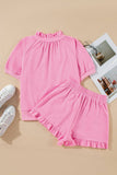 Solid Puff Sl Skorts Set Pink