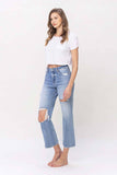 HIGH RISE DISTRESSED CROP DAD JEAN T5838: WHOA / 24