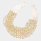 Chunky Acrylic Bead Layered Faux Leather Magnetic Necklace: TQ