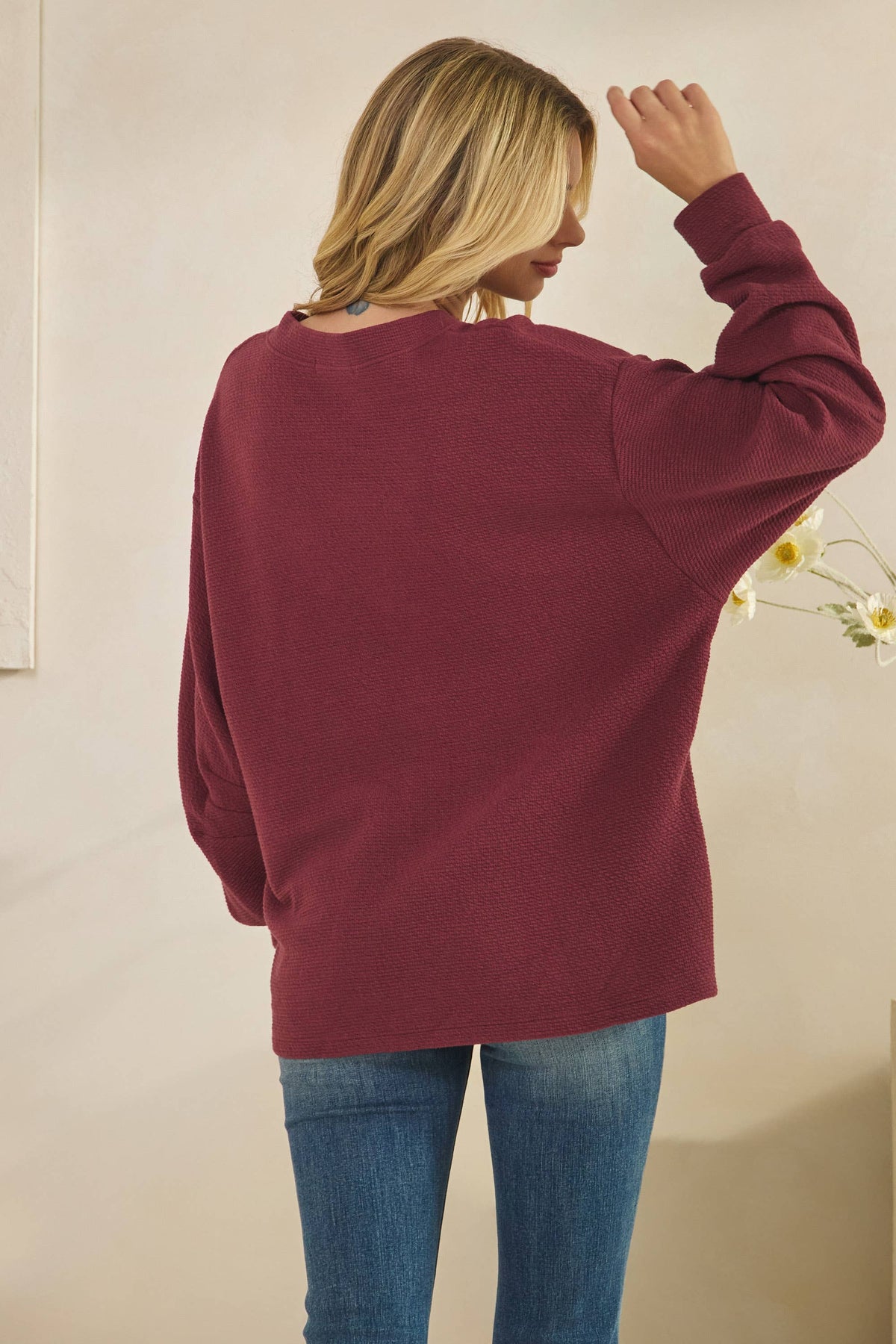 V-NECK PREPPY CLOUDY wine