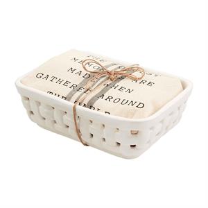 Mud Pie Ceramic Basket & Towel