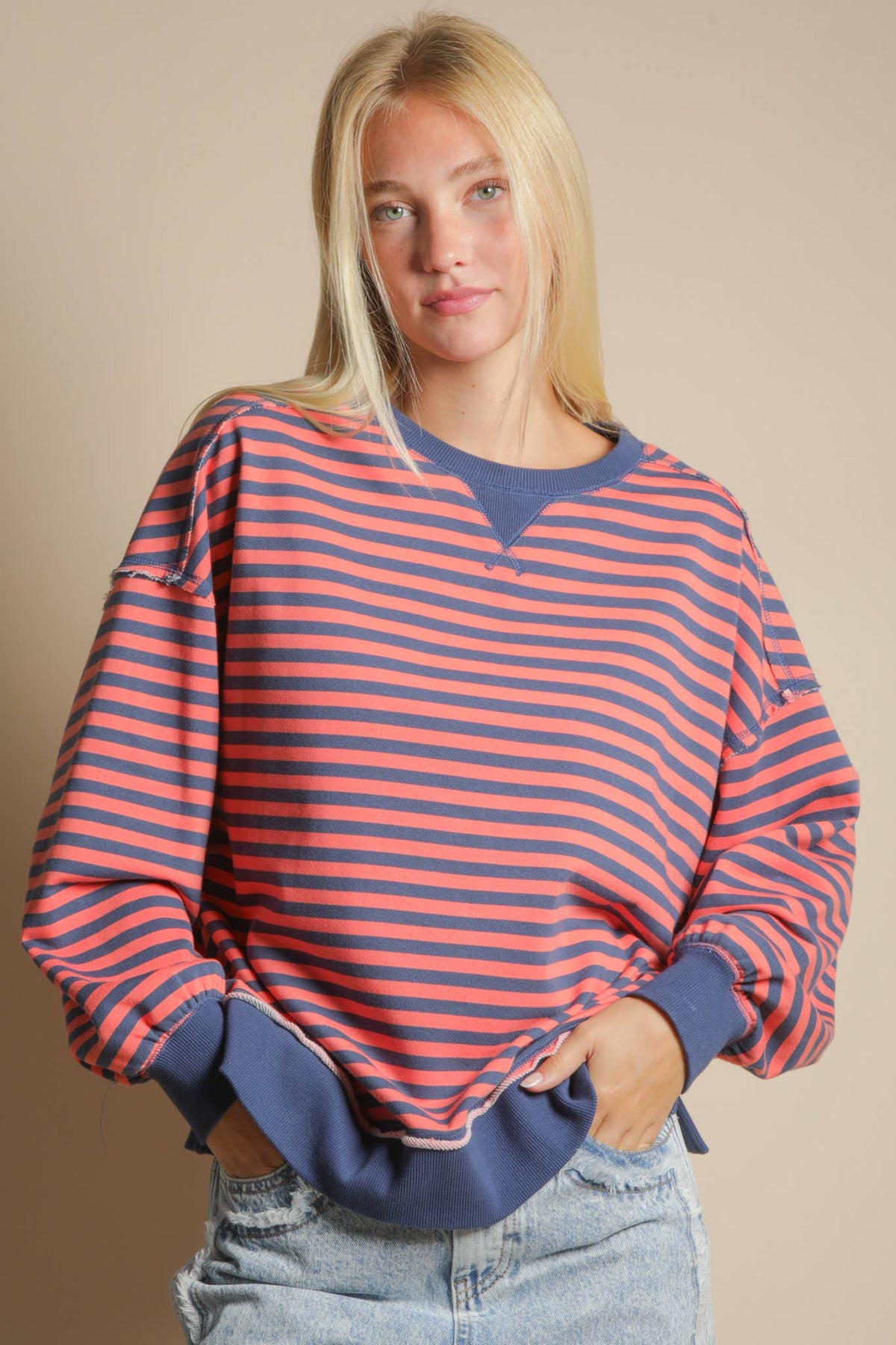 Stripe Oversized Top GREEN/BLUE