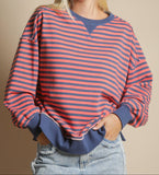 Stripe Comfy Casual OS Knit Top