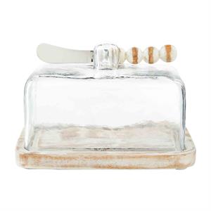 Mud Pie White Bead Butter Dish