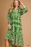 UG Green Boarded Print Dress