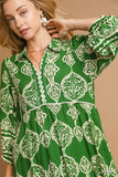 UG Green Boarded Print Dress