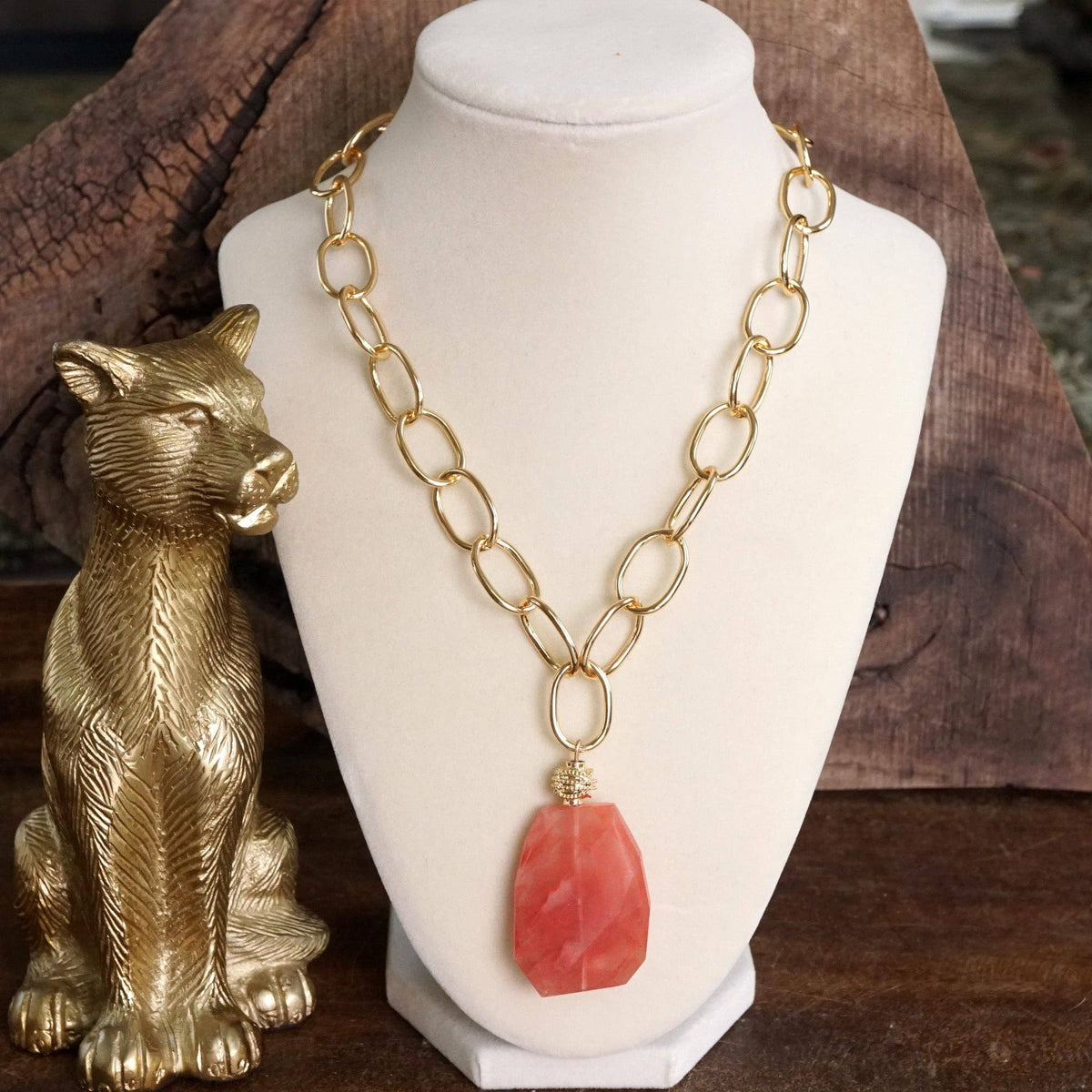 Statement Natural Stone Chain necklace: Natural