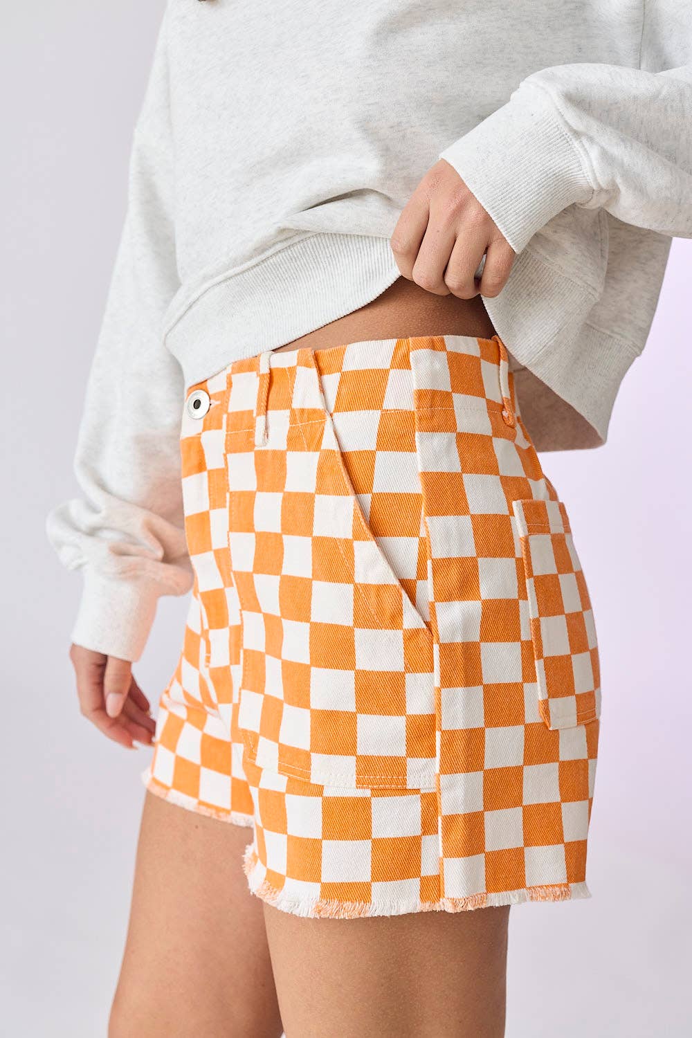 Orange checkerboard shorts