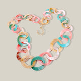 Bold Celluloid Acetate Link Long Necklace: Brown