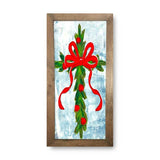 Christmas Berry Cross with Red Bow Framed Art: 8" x 10"