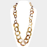 Bold Celluloid Acetate Link Long Necklace: Brown
